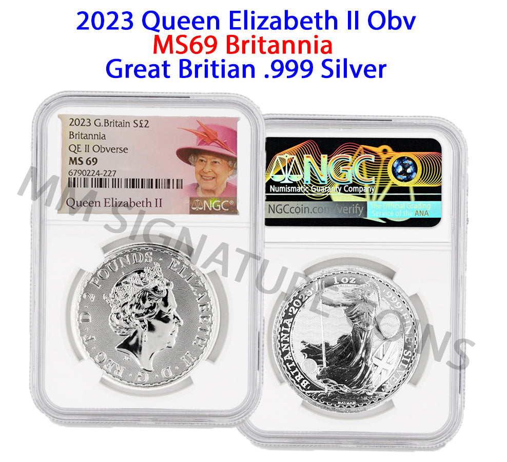 2023 Silver Britannia Last to Feature Queen Elizabeth II MS69 NGC