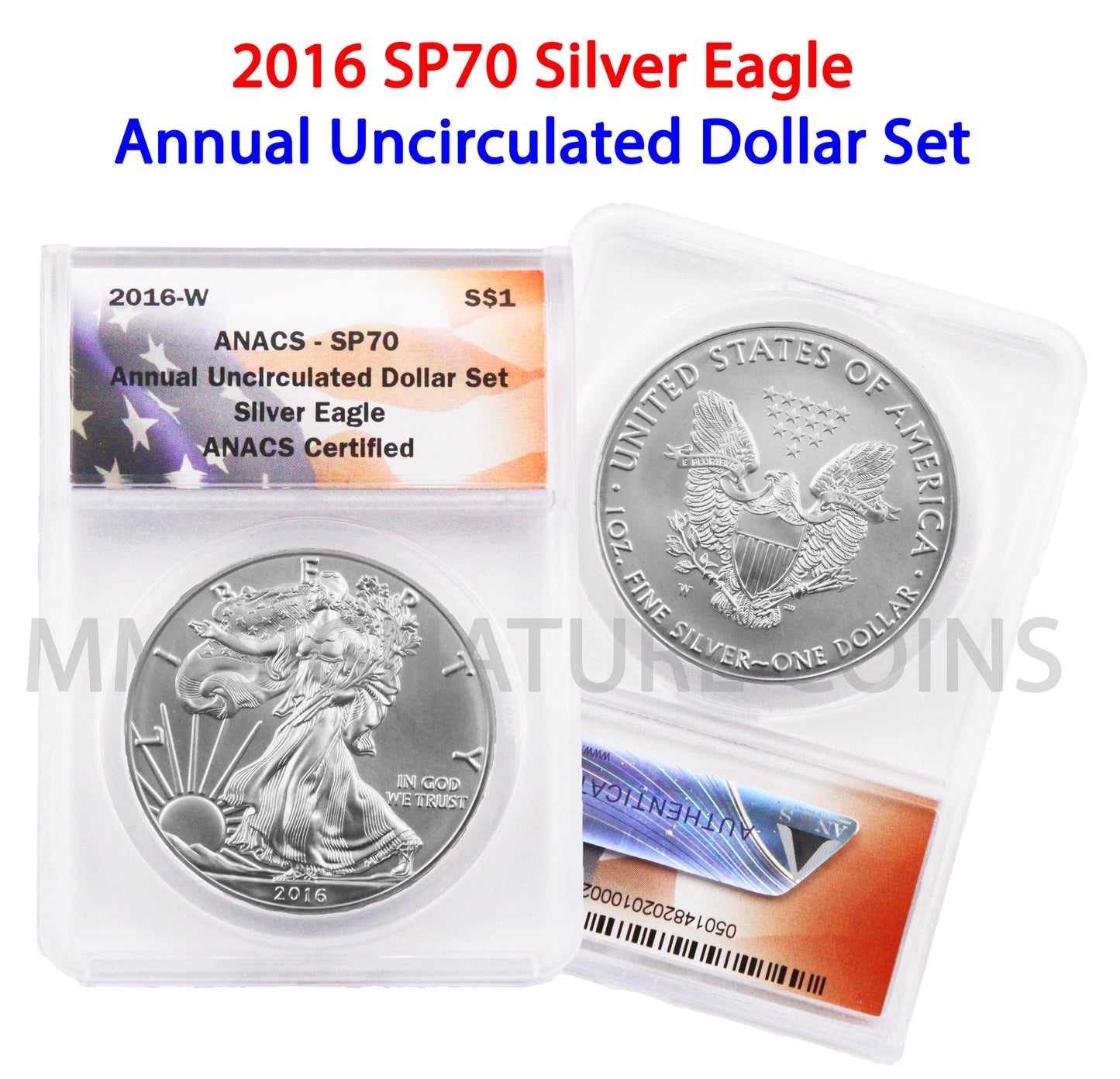 2016 West Point Minted Silver American Eagle ANACS SP70 Stars and Stripes Label