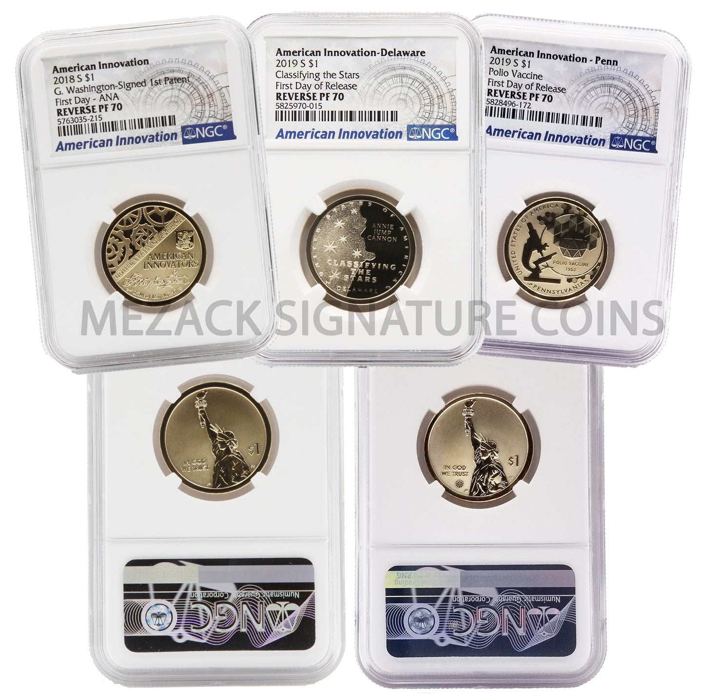 First 3 American Innovation Reverse Proof FIRST DAY OF RELEASE 3-Coin NGC 70